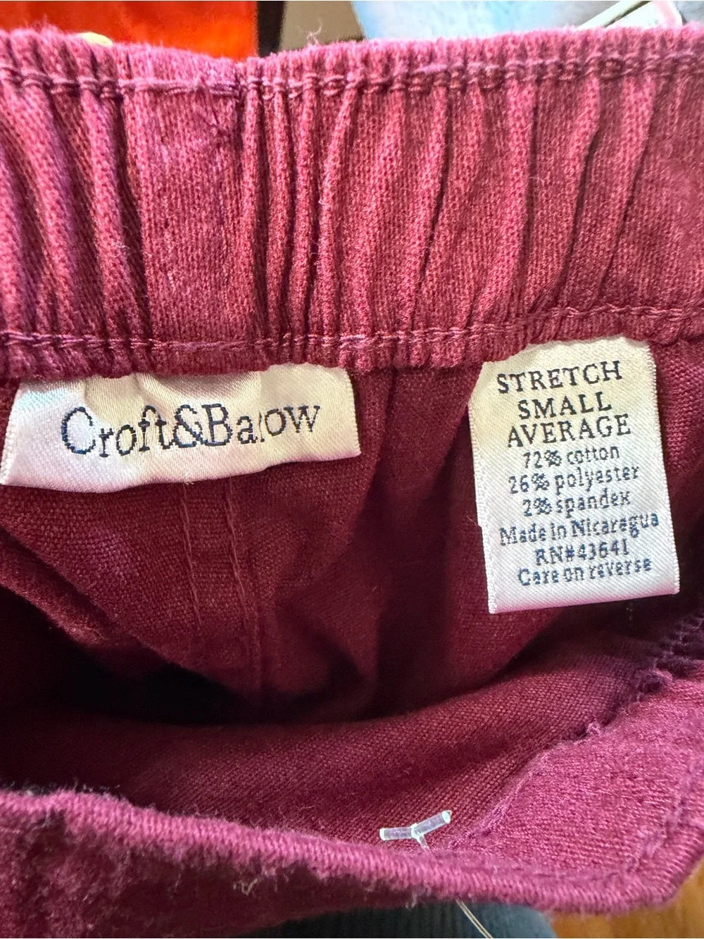 croft & barrow Men's Wine Corduroy Elastic Waist Pants